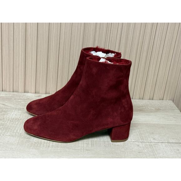 Mansur Gavriel Red Suede Heeled Ankle Boots Size 5 Women's Shoes - Picture 5 of 13